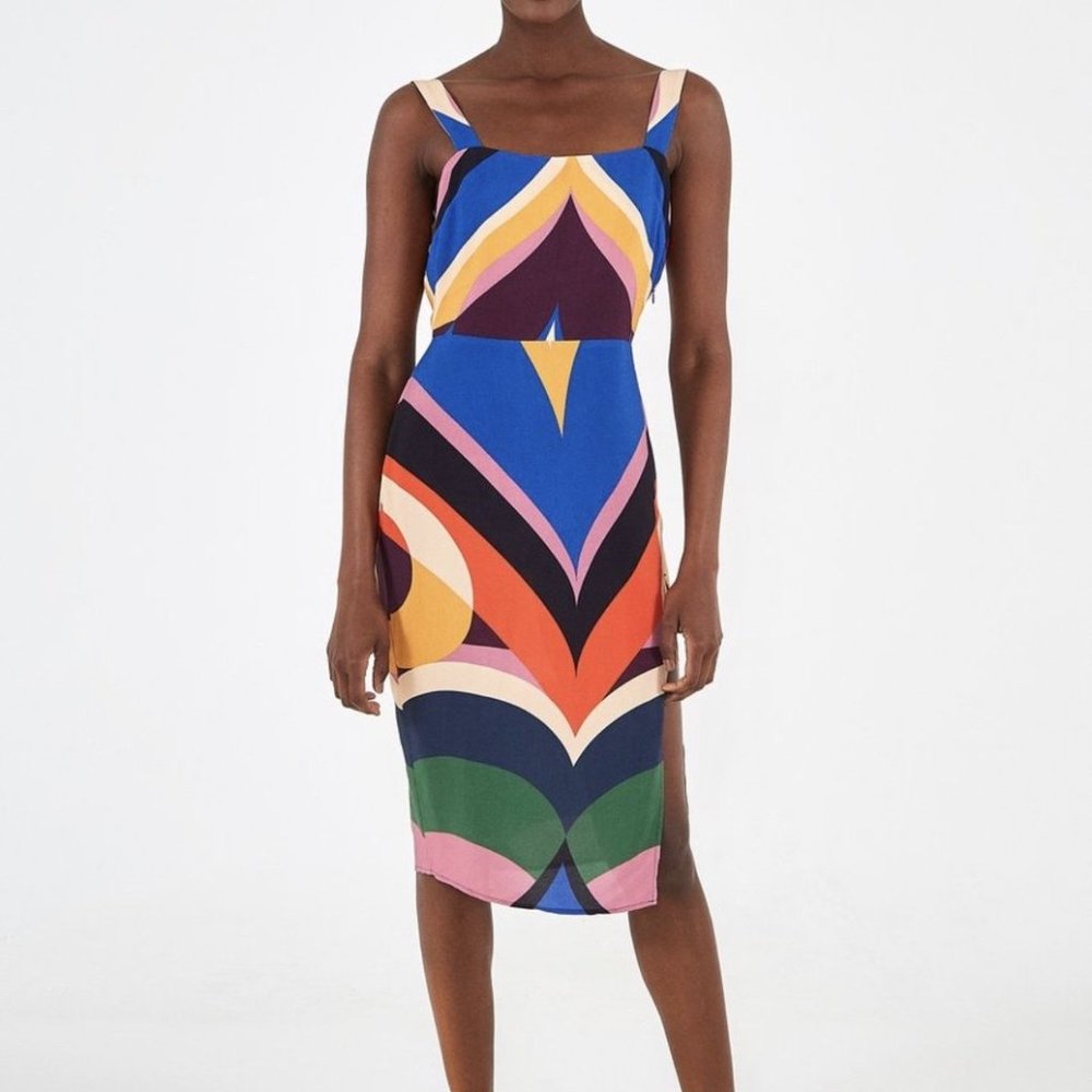 Farm Rio Graphic Heart Slip Dress, Unworn w tags